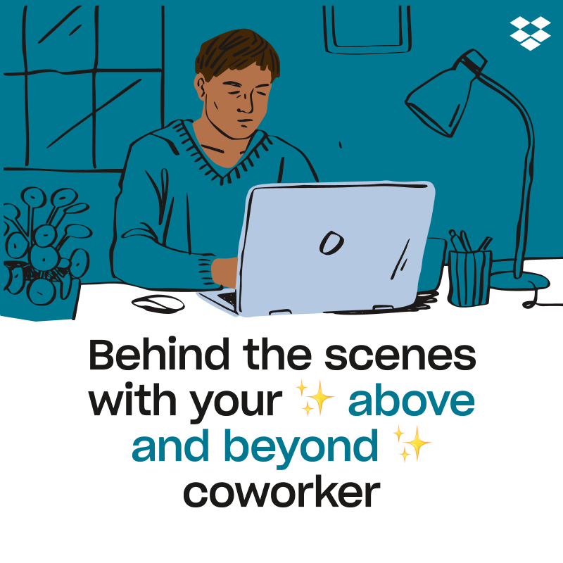 Dropbox's tweet photo. From kickoff to wrap-up, Dropbox Dash goes the extra mile to keep your work moving.