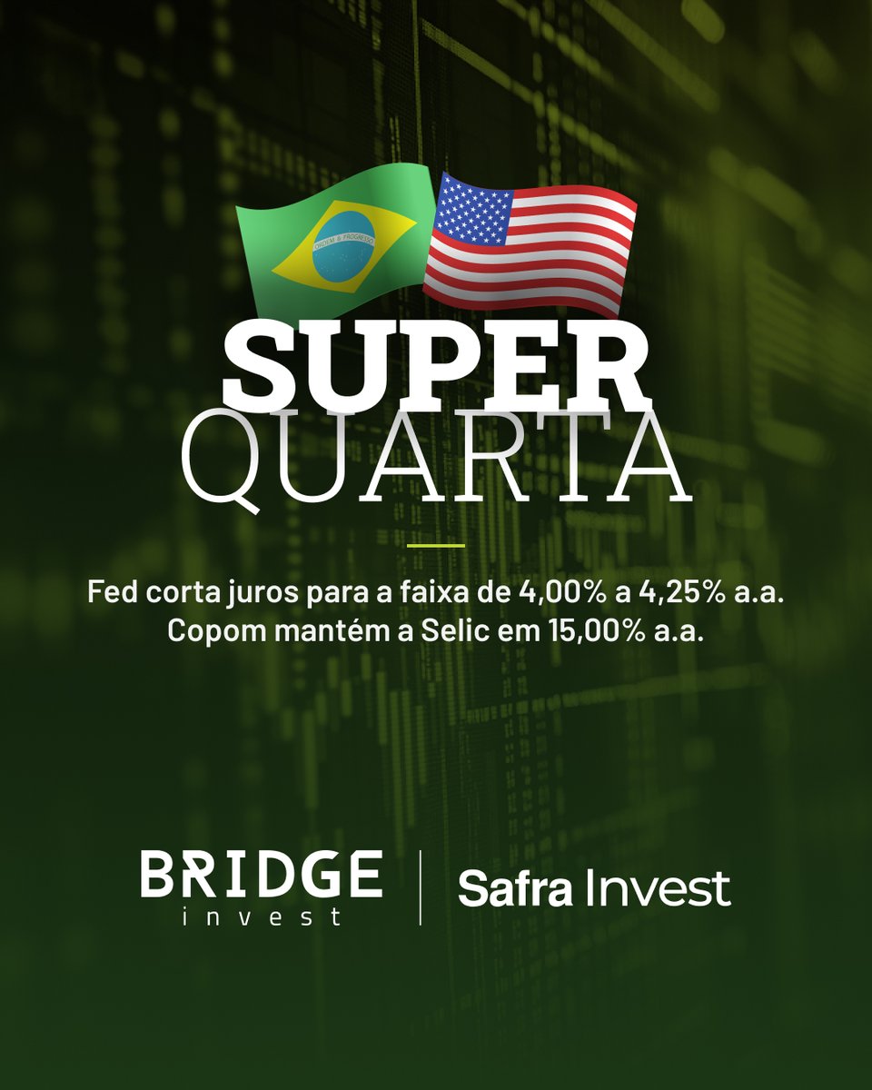 BridgeAdvice's tweet image. Super Quarta: Fed corta, Copom mantém
Fale com quem entende, fale com a Bridge.
#BridgeInvestimentos #Fed #Copom #Selic #Investimentos #CenárioEconômico