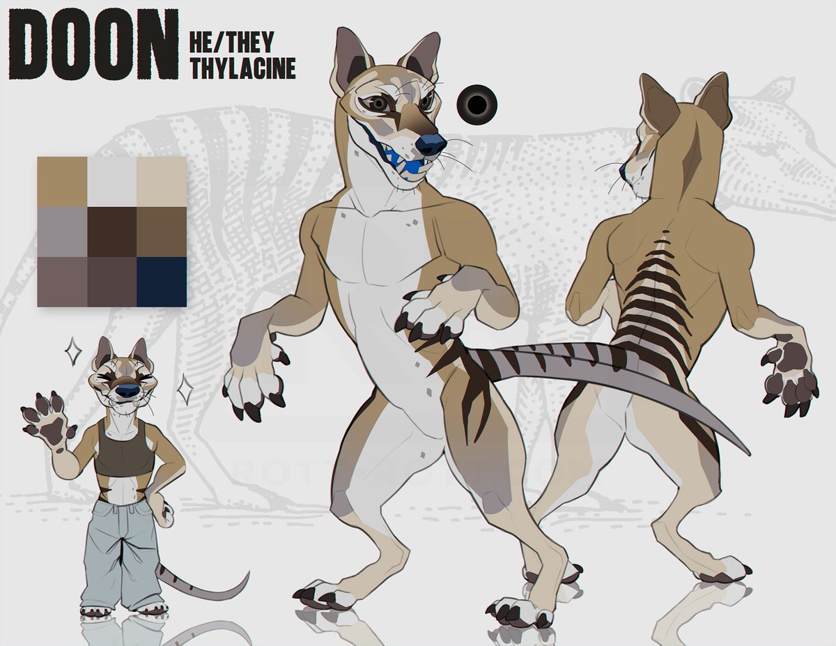 ROTTROTTROTT's tweet image. Doon the thylacine!!! Design comm for a private client!! I adore how he came together.