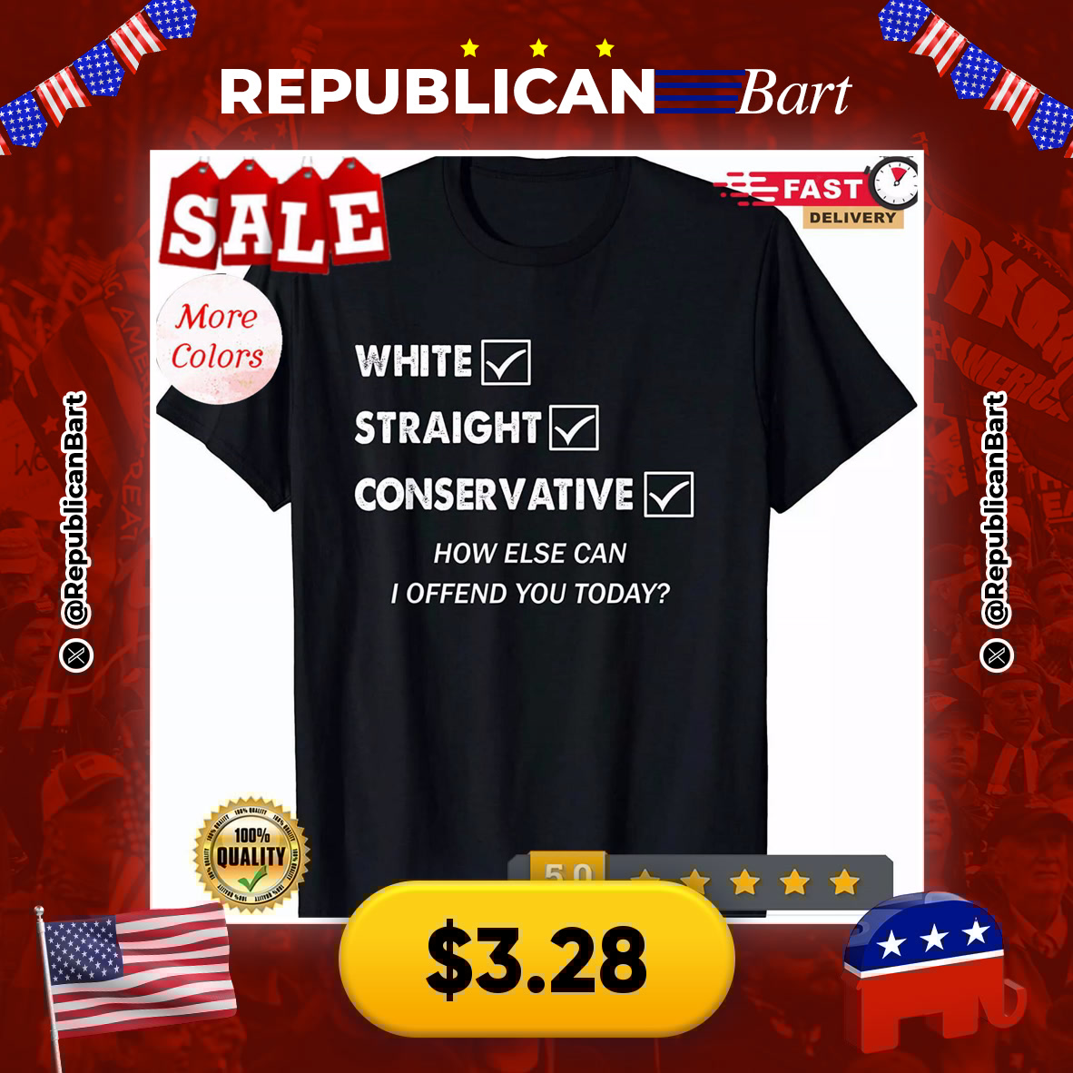 RepublicanBart's tweet image. PROUDLY CONSERVATIVE! 🇺🇸🐘

👕 Republican Conservative T-Shirt
💰 $3.28

🔗 s.click.aliexpress.com/e/_oFURCox

#ConservativeStyle #RepublicanGear #PatriotWear
