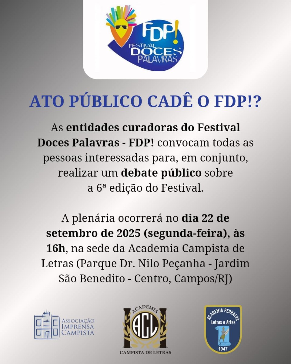 vitormenezesjor's tweet photo. Cadê o FDP!? 

#festivaldocespalavras #6fdp https://t.co/DcXJCsneoU