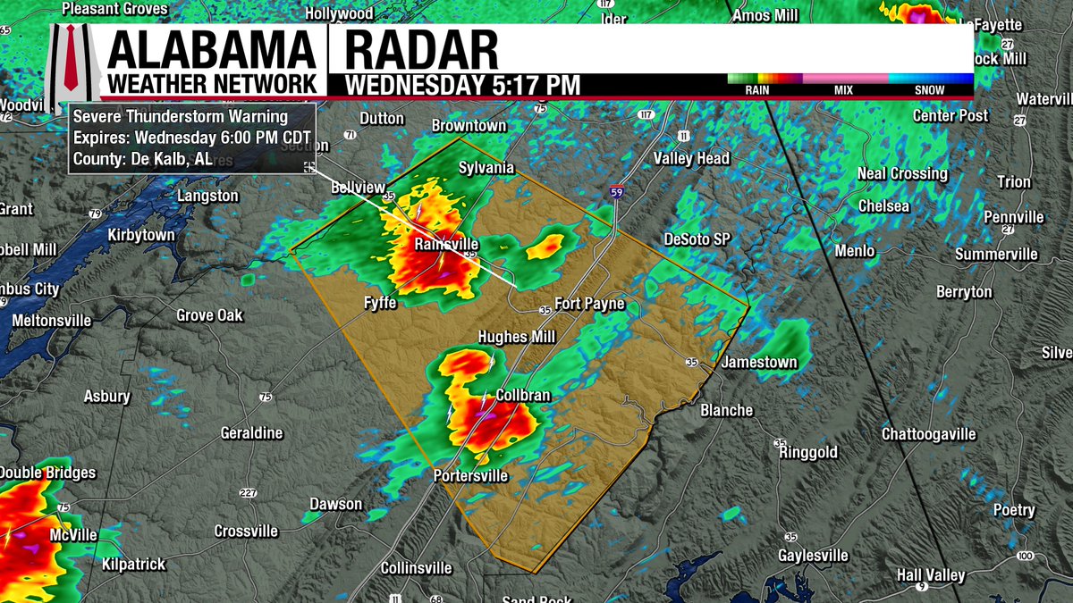 A Severe T-storm Warning has been issued for southern Dekalb County until 6pm CT.
