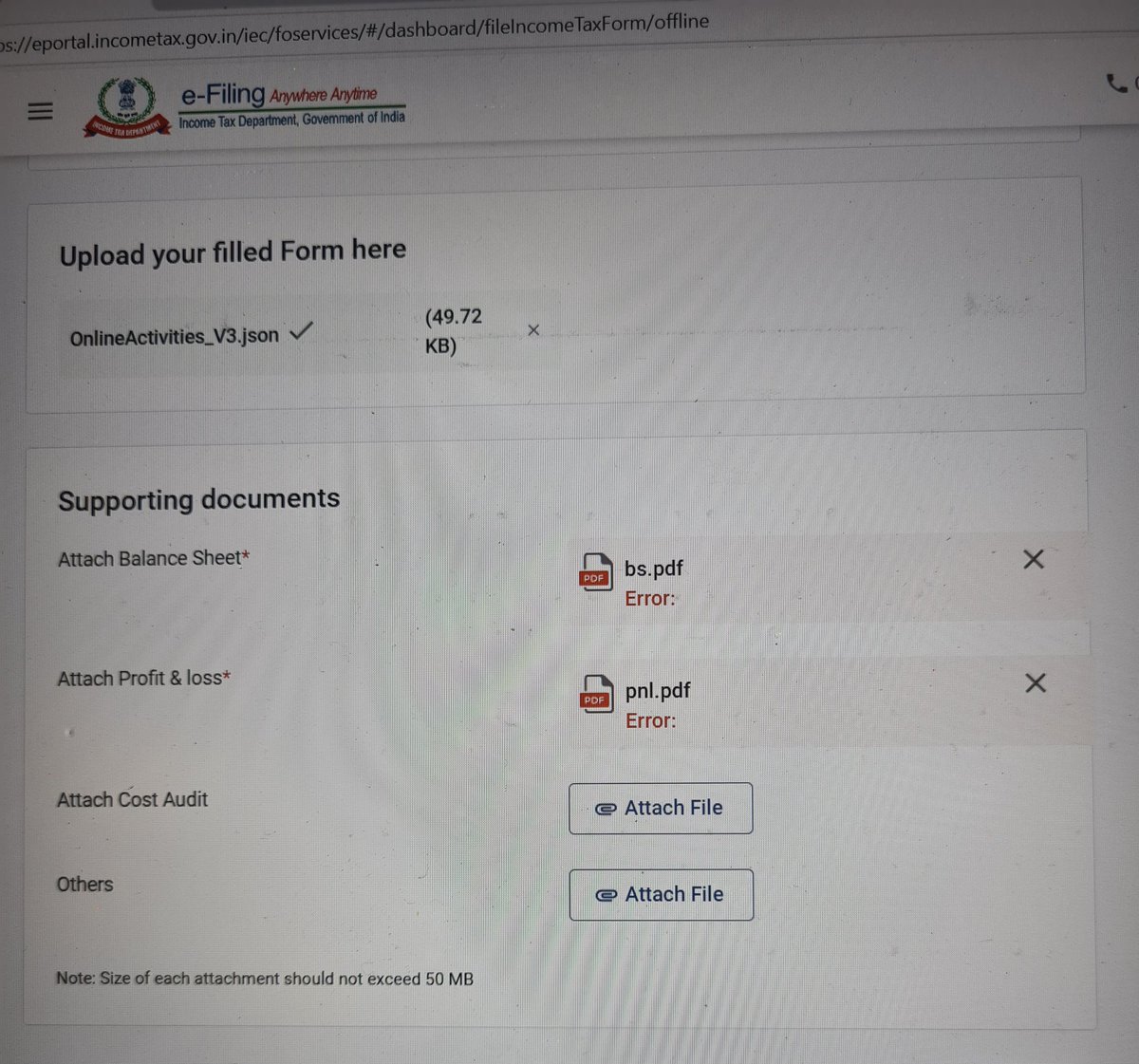 caajaytaneja's tweet image. @IncomeTaxIndia #form3cd #Ca The whole day of 17th Sept and till 3.45 AM of 18th Sept, unable to file form 3CD error in attachment upload persists both manually &amp;amp; through software, making submission impossible. Urgent need for resolution