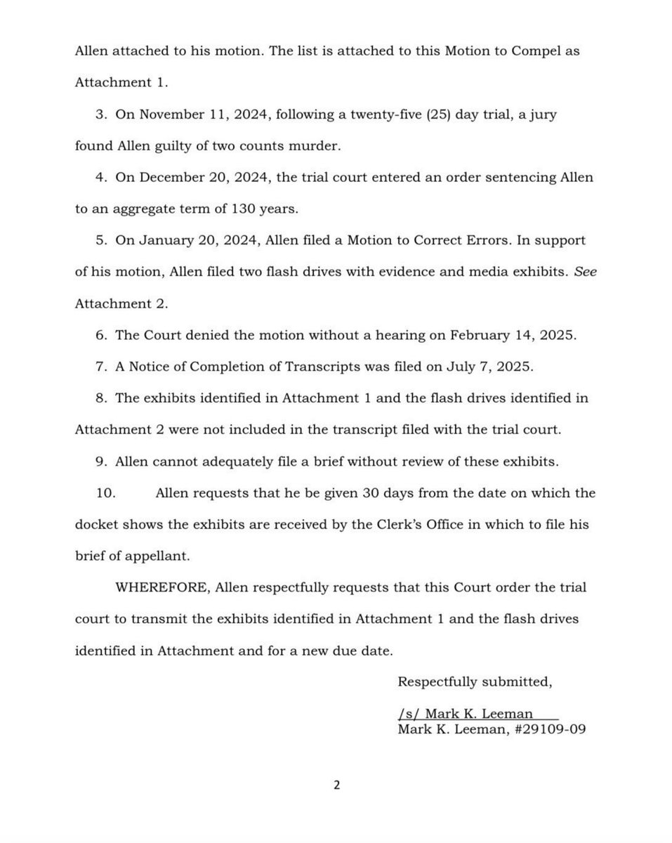 Chelsea_Lauren's tweet image. Here’s the full most recent filing in the #Delphi case so it doesn’t get lost in the replies: