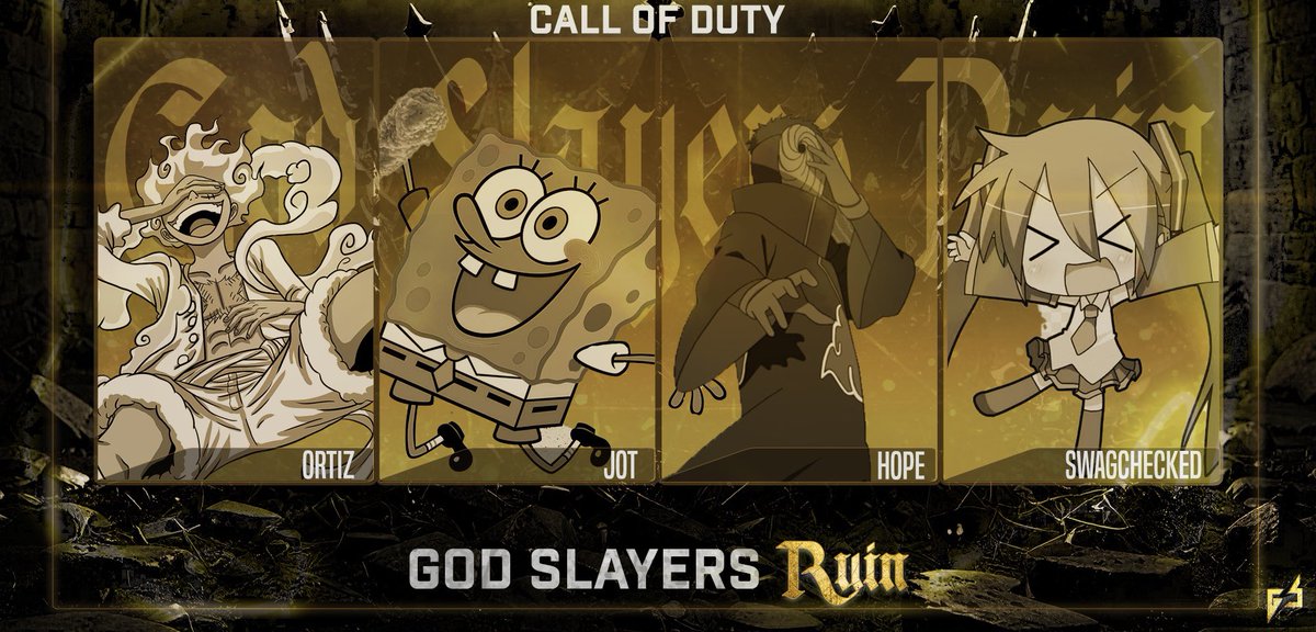 ⚡️ God SlayersRuin ⚡️ 

⚔️ ITS GAME DAY ⚔️
<a href="/XP_Leagues/">XP League</a> 

🆚 Icon Esports
⏰ 9:46pm est Tonight

🛑 @Hope_COD
twitch.tv/hopecod

🛑 @Swgchckd
twitch.tv/swagchecked

🛑 @lOrtizcod
twitch.tv/1ortlz

🛑 <a href="/jotimus_/">Jot</a>
twitch.tv/jotimus_

#SLAYOUT⚔️