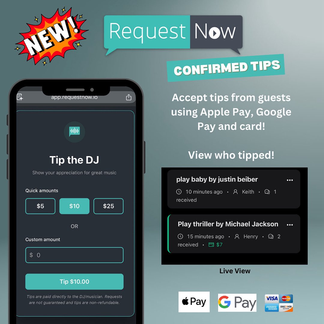RequestNowApp's tweet image. Confirmed tips is now live!!