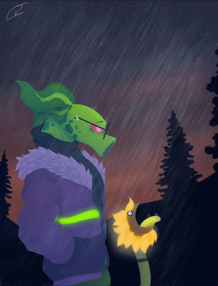 A couple in the rain 🥀 #fanart <a href="/cherrymania69/">DJ arts 🏳️‍⚧️ commissions open!!!</a>