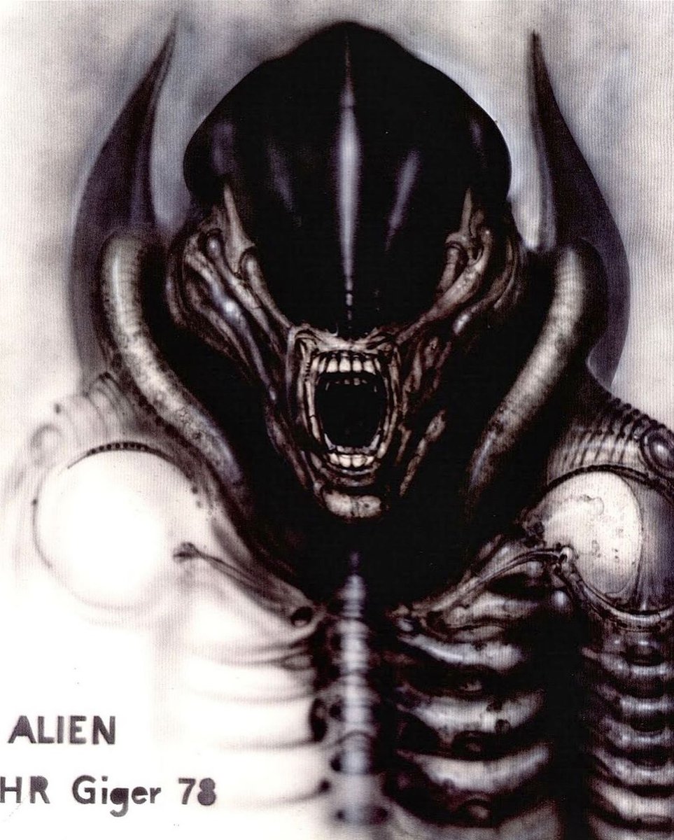 RetroReminiscer's tweet image. Xenomorph concept drawings by Swiss artist H.R. Giger for Ridley Scott&apos;s ALIEN (1979).