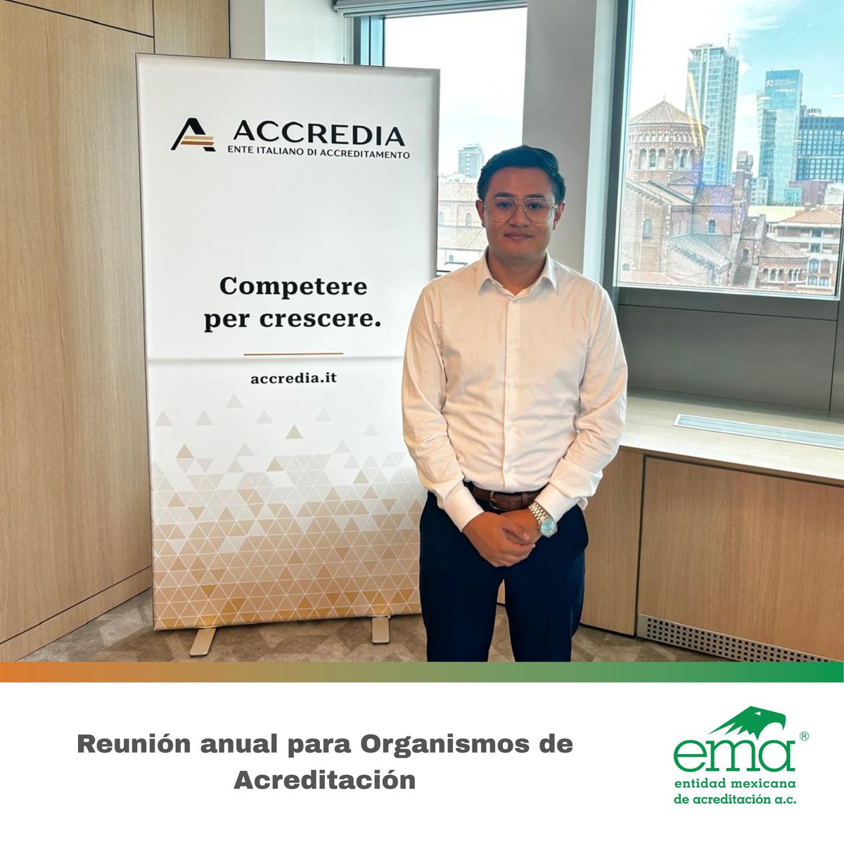 ema_ac's tweet photo. ema está presente en Milán, Italia, en la reunión anual de Organismos de Acreditación en los esquemas @GLOBALGAP , #IFS y @BRCGS_Standards , donde se analizan el desempeño y los avances en certificación agroalimentaria.
 El encuentro se realiza en las instalaciones de @ACCREDIA , organismo italiano de acreditación. 🌍✅
Esta participación reafirma el compromiso de ema con la inocuidad, la calidad y la seguridad alimentaria, así como con el fortalecimiento de alianzas internacionales que garantizan el reconocimiento global de las acreditaciones mexicanas y el impulso a la competitividad de nuestros sectores productivos. 🇲🇽🤝🌎