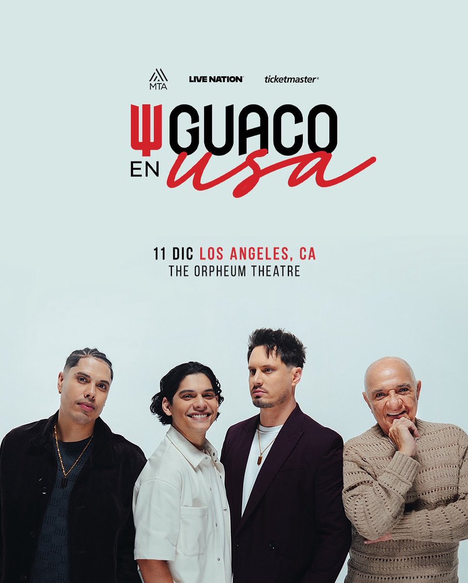 LAOrpheum's tweet photo. ¡La Súper Banda de Venezuela llega a Los Ángeles! Este 11 de diciembre, Guaco enciende el escenario del Orpheum Theatre con su inconfundible Salsa Rara, ritmo y tradición que han hecho historia. No te pierdas esta noche única donde la música tropical se vive con alma venezolana. https://t.co/yCxfw1wW2o