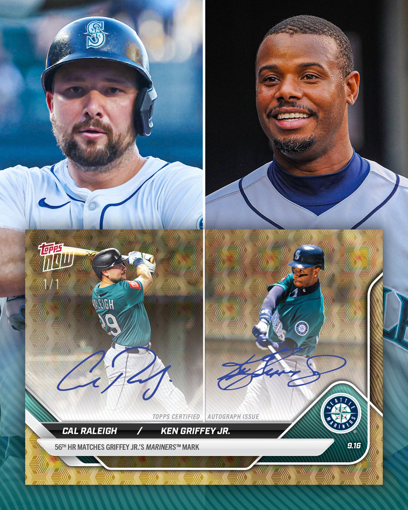 マリナーズ　HR王　カルローリー　直筆サインフォト　Cal Raleigh マリナーズ HR王 カルローリー 直筆サインフォト Cal Raleigh カル