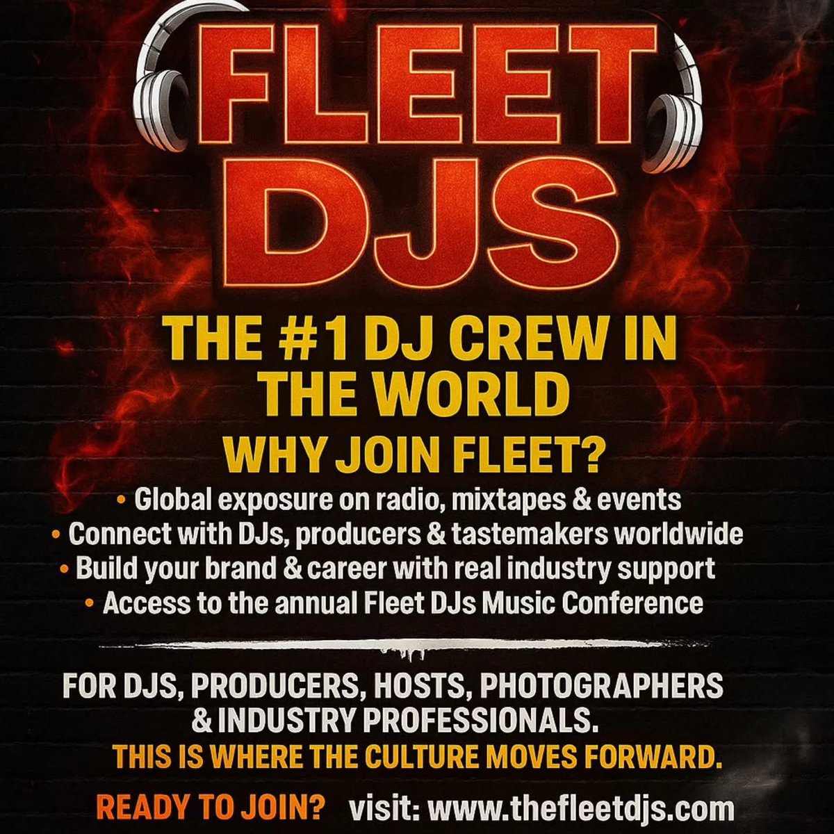 DJRASHEED1's tweet photo. 🎧🔥 Fleet DJs – The #1 DJ Crew in the World! 🔥🎧

From the clubs to the radio waves, we break records, build brands, and move the culture forward. 🌍💯

🚨 DJs, producers, hosts, and industry pros — this is YOUR home. Tap in with the crew that’s making noise worldwide. https://t.co/Sz5pnyOjYw