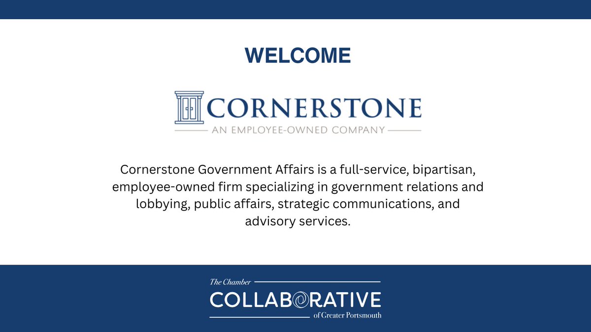 Welcome to the Chamber Collaborative, <a href="/CGAGroup/">Cornerstone</a>! Come to the Sept. 25 Business After Hours if you can (link: portsmouthchamber.org/events/details… )
