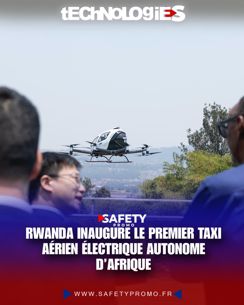 safety_promo's tweet photo. #Rwanda inaugure le premier taxi aérien électrique autonome d’Afrique. 
Une avancée technologique qui place le pays au cœur de l’aviation innovante sur le continent.
#safetypromo #news https://t.co/iNqfXFTlKM