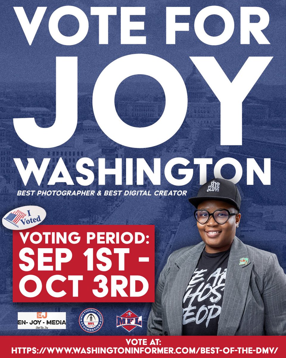 Minor Football League lead photographer <a href="/Enjoymediasbj/">Roll With Joy ✨💚⚡️</a> is up for <a href="/WashInformer/">Washington Informer</a> Best of the DMV Awards in the categories of "Best Photographer" and "Best Digital Creator." Please vote for her today! ✨📸 

Vote here: washingtoninformer.com/best-of-the-dm…