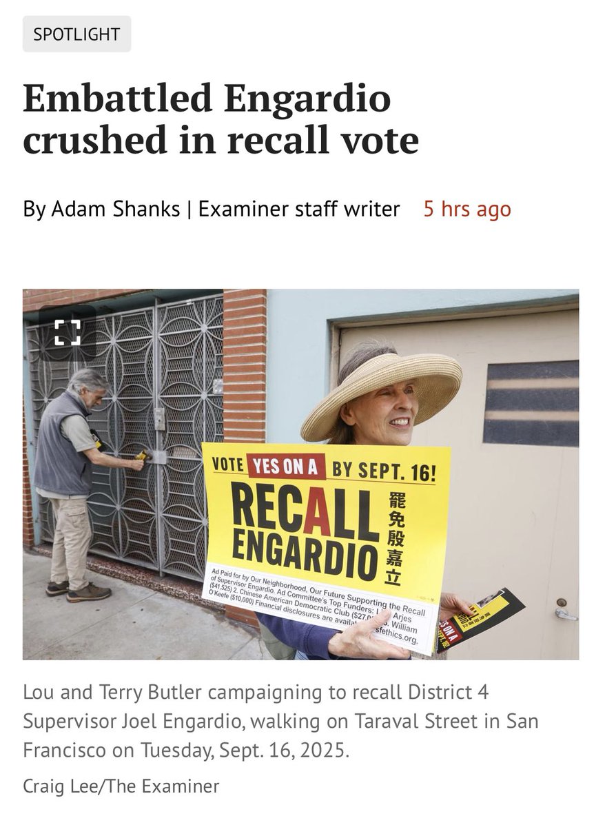 EngardioRecall's tweet image. Last night D4 supervisor Joel Engardio was RECALLED! 65% of Sunset residents voted YES on A. This is truly a victory that will go down in the history books.
Thank you to all the volunteers and supporters of this campaign. We couldn’t have done it without your hardworking.