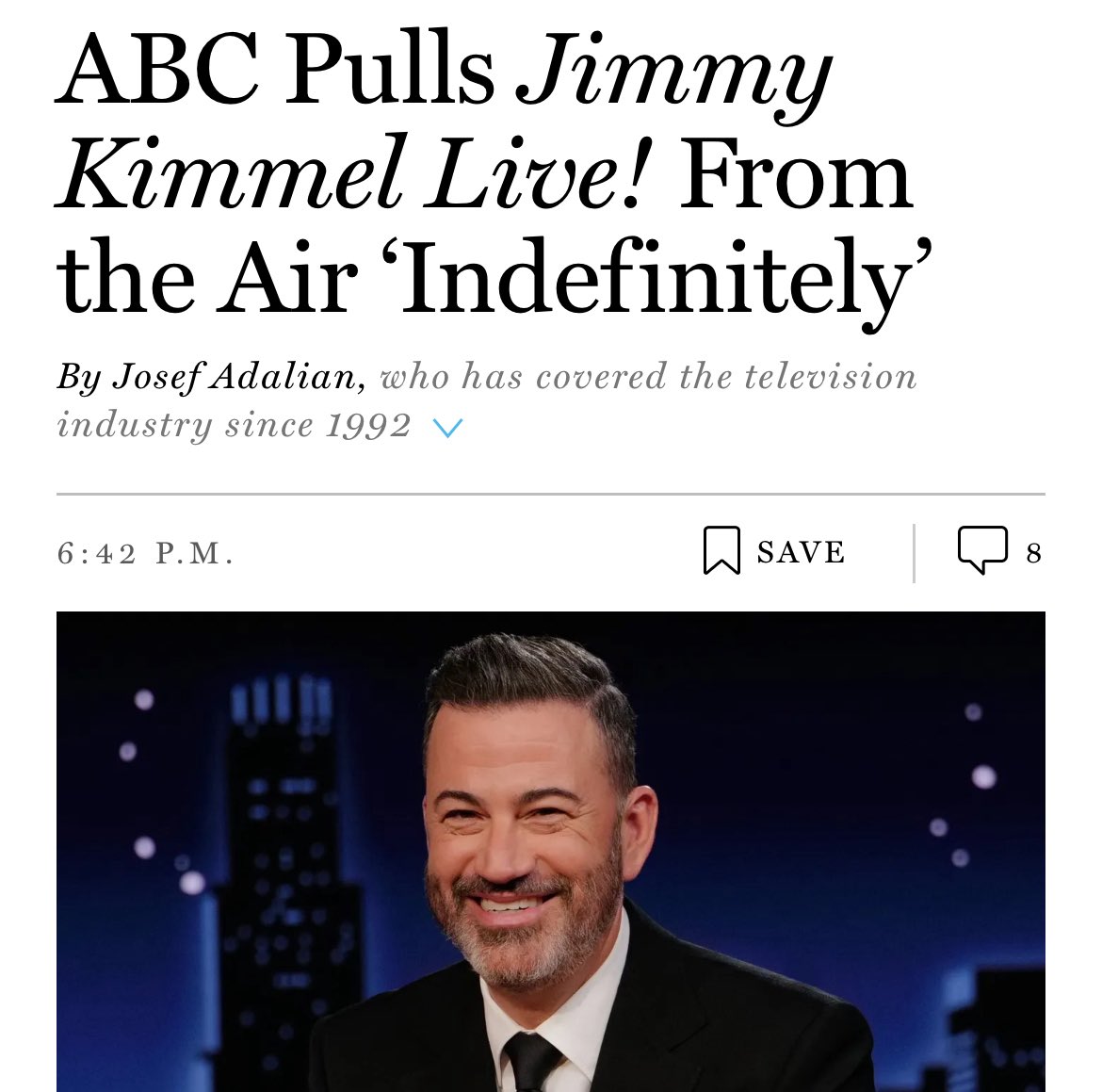 If you want to punish <a href="/ABC/">ABC News</a> for canceling the Jimmy Kimmel show to please Trump, cancel your <a href="/DisneyPlus/">Disney+</a> account.

<a href="/Disney/">Disney</a> owns ABC — and that decision came from the very top of Disney.