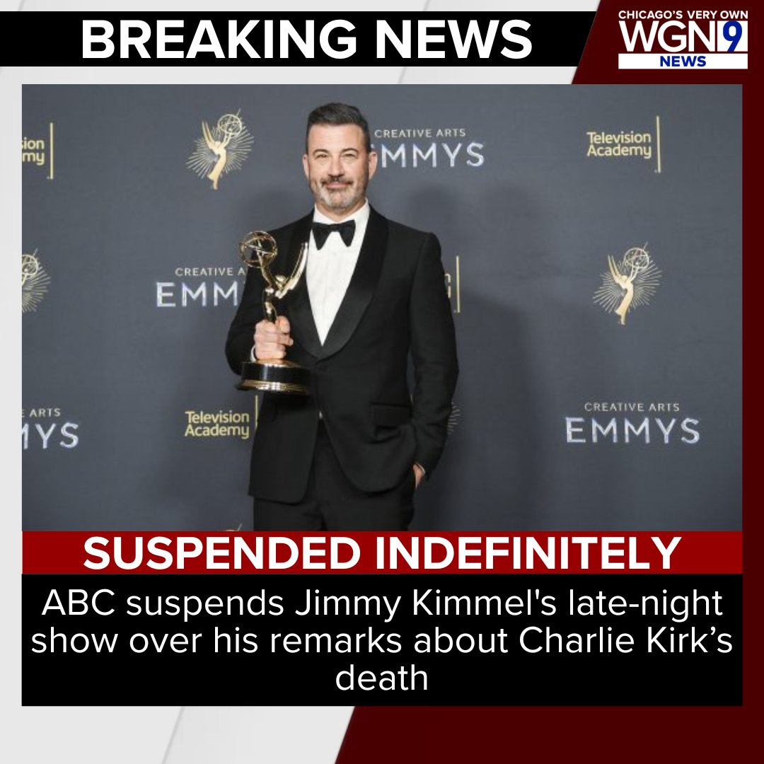 #BREAKING: The network’s decision came after Nexstar announced its ABC affiliates would pre-empt “Jimmy Kimmel Live!” indefinitely over his comments.

Story: tinyurl.com/y48rh8e9