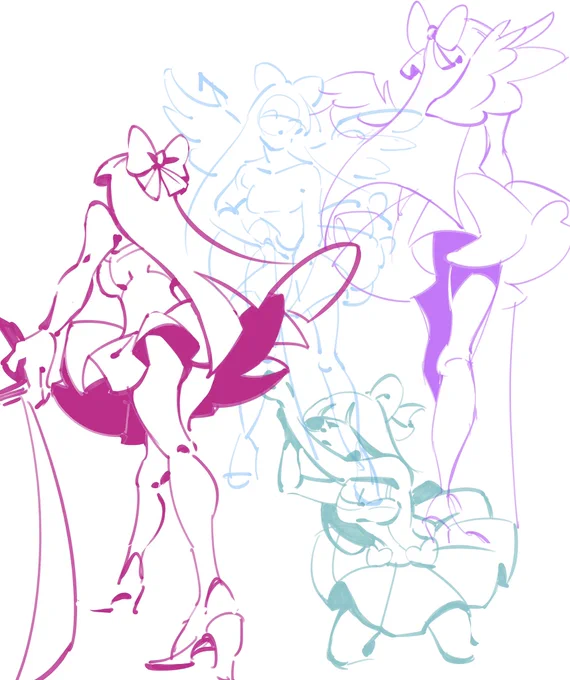 Stocking figure drawings! I love a cute frilly poofy dress