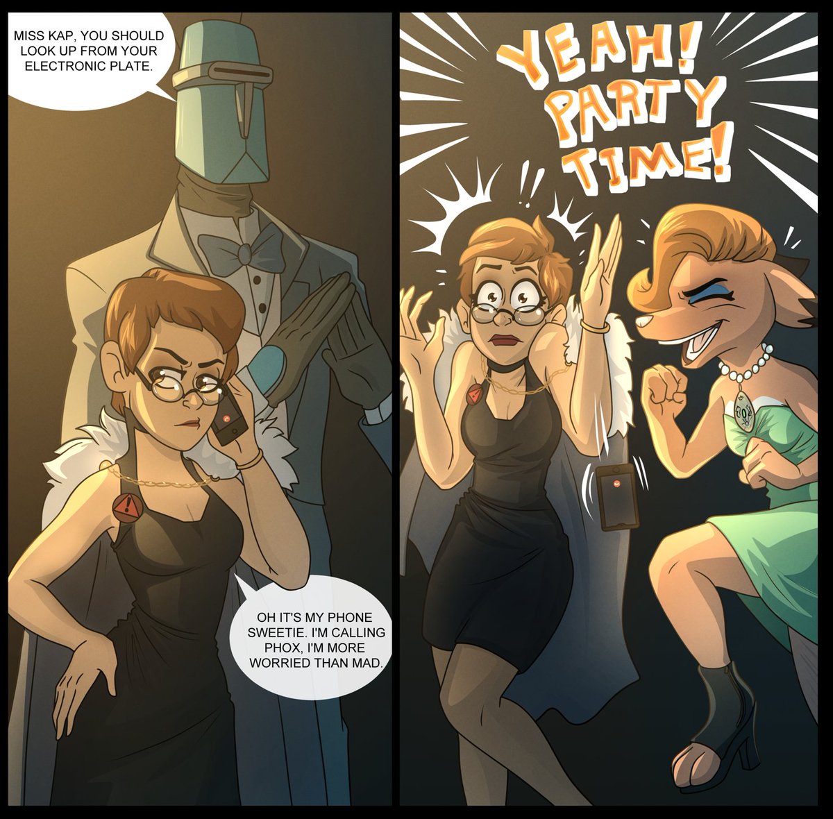 Phox jump scares Kap! This is from the upcoming chapter of my web comic, Adventures of Phox.

She should of looked up 🫵