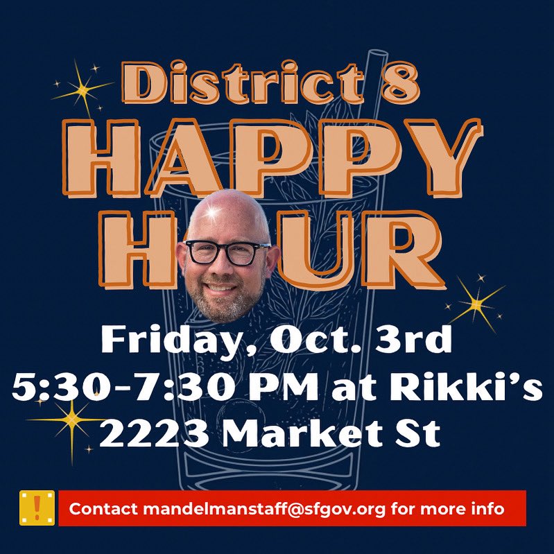 Join me on Friday, October 3rd for a District 8 Happy Hour at Rikki's! 🍻