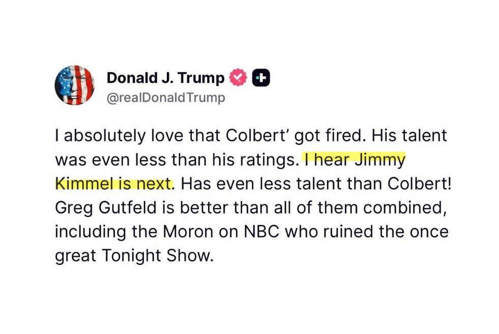 bennyjohnson's tweet photo. Trump was right again. 

Kimmel was next. https://t.co/klbcrSs1NA