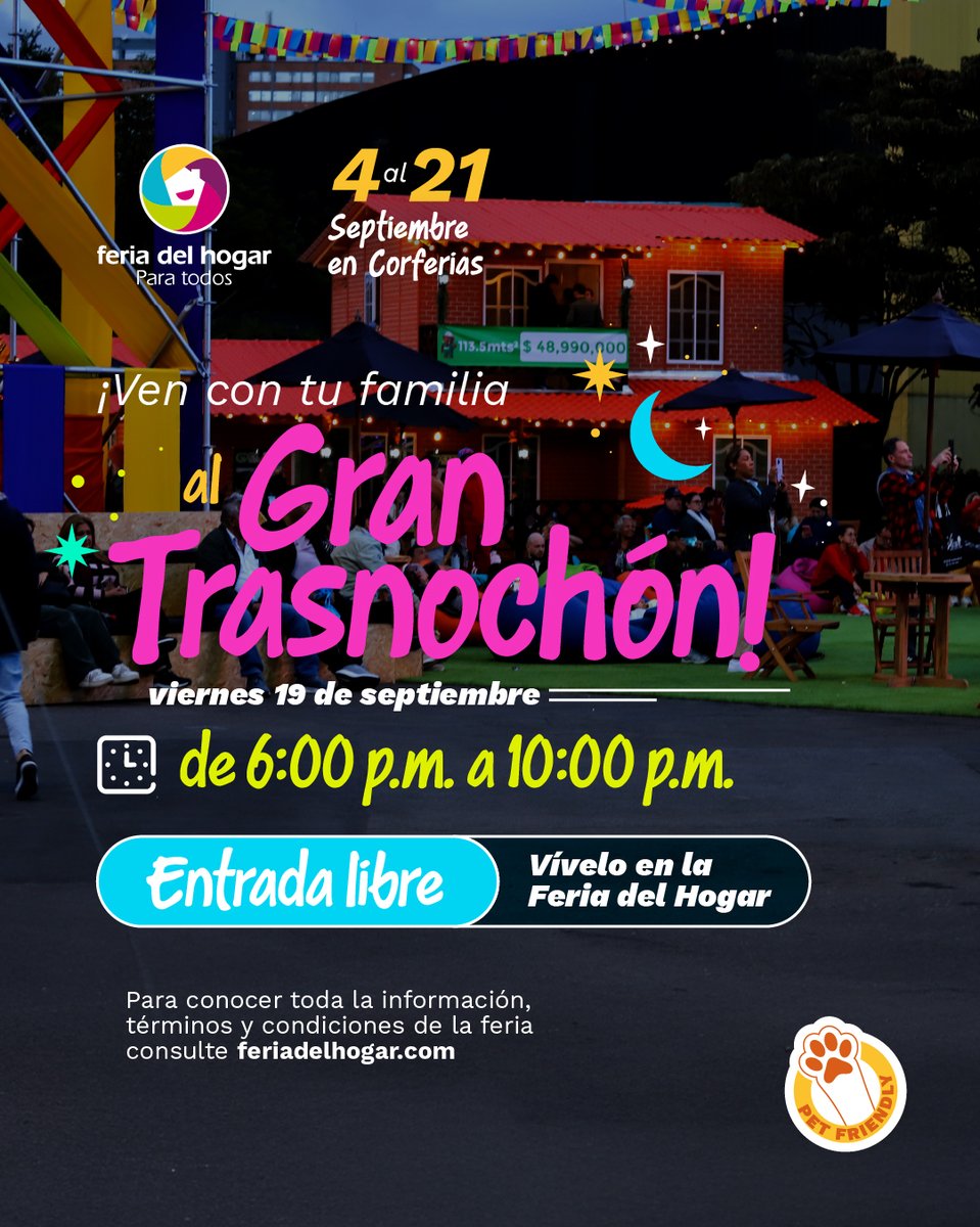 ¡La noche se vive diferente en la Feria del Hogar 2025! 🛋️ Este viernes 19 de septiembre, de 6:00 p.m. a 10:00 p.m., disfruta el Gran Trasnochón. Recorre los pabellones, descubre tendencias, ven y #CreemosJuntos tu lugar 

Consulta TYC en feriadelhogar.com

#Trasnochón
