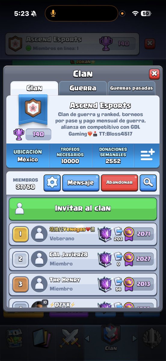 Ascend Esports está en busca de jugadores para renovar y darle un nuevo giro a la gente del clan. 
Beneficios :
✅Pago mensual de guerra 
✅Torneos por pase 
✅Equipo competitivo 
✅Alianza con <a href="/GDL_GamingCR/">GDL Gaming</a> 
✅Banners para los jugadores 
Y mucho más…
Tengo abierto dm 
Favor Rt
