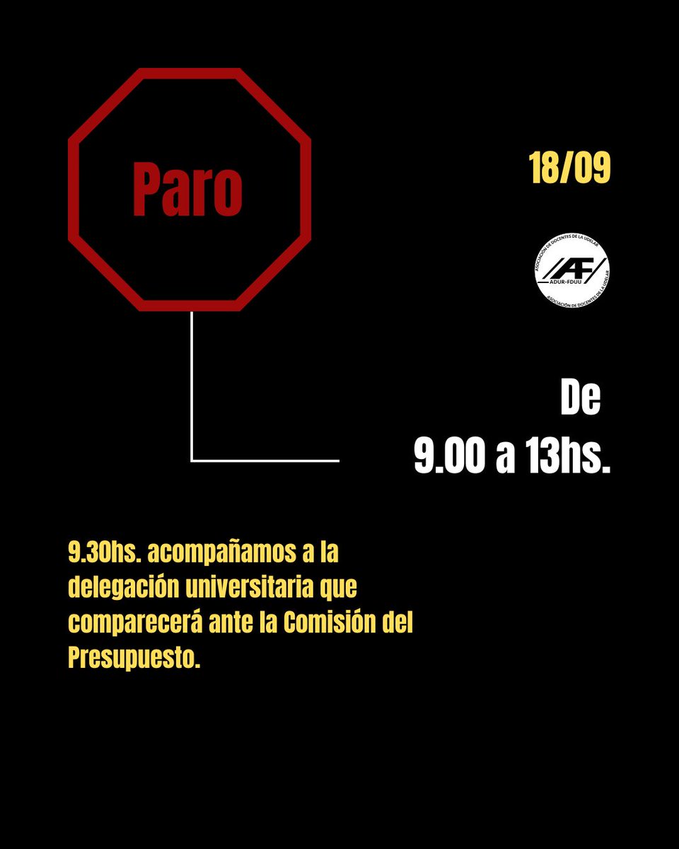📣MAÑANA 
Acompañamos a la delegación de la Intergremial Universitaria que comparecerá ante la Comisión de Presupuesto de la Cámara de Diputados.
 Concentramos a partir de las 🕜9.30 hs en el Palacio Legislativo📍