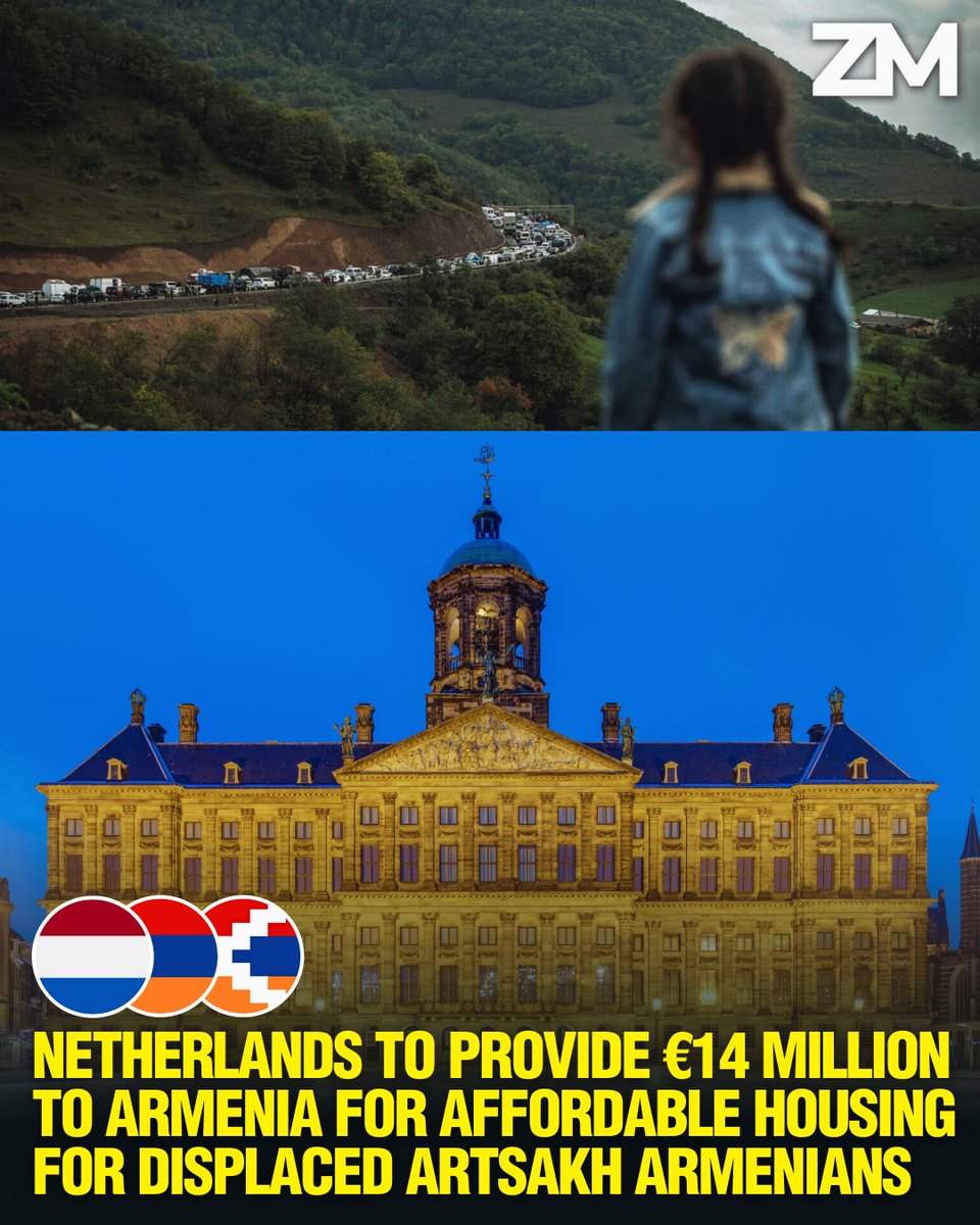 ZartonkMedia's tweet photo. 🇳🇱🇦🇲 Netherlands to Provide €14 Million to Armenia for Affordable Housing for Displaced Artsakh Armenians
➖➖➖
The Netherlands will provide Armenia with €14 million to support affordable housing for Artsakh (Nagorno-Karabakh) displaced persons, Dutch Foreign Minister David van Weel announced on X.

“Today, the Netherlands announced €14 million through the Global Concessional Financing Facility to support refugees from Nagorno-Karabakh with access to affordable housing,” said David van Weel, commenting on the outcomes of his meeting with Armenian Foreign Minister Ararat Mirzoyan.

This support comes following Azerbaijan’s 2020 war against Armenia and Artsakh and its nine-month blockade of the Lachin Corridor in 2022–2023, which violated an International Court of Justice order to keep the road open and deprived the Armenian population of food, medicine, and essential supplies. In September 2023, Azerbaijan launched a final military assault that resulted in the ethnic cleansing and forced displacement of over 100,000 indigenous Armenians from their ancestral homeland.

In the days following, Azerbaijani authorities illegally arrested Artsakh’s top political and military leadership and transported them to Baku, including former Presidents Arkadi Ghukasyan, Bako Sahakyan, and Arayik Harutyunyan, former State Minister Ruben Vardanyan, Parliament Speaker Davit Ishkhanyan, former Foreign Minister Davit Babayan, former Defense Minister Levon Mnatsakanyan, and former Deputy Commander of the Defense Army Davit Manukyan, along with other officials. They face fabricated charges that could result in life imprisonment.

Their sham trials began in Baku in January 2024 after prolonged pre-trial detention. In total, at least 23 confirmed Armenian prisoners of war and civilian detainees remain unlawfully imprisoned in Azerbaijan, 16 of whom were captured during the September 2023 forced exodus. They have now spent nearly a year in Baku prisons as hostages of Azerbaijan’s campaign of military aggression and ethnic cleansing. Reports by independent monitors also document systematic destruction of Armenian cultural heritage under Azerbaijani control.