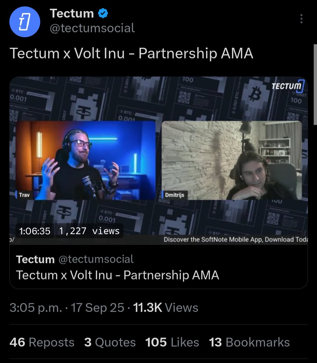 Holy crap.

I just hosted a livestream to 1300 viewers 🤯

But what's more, the topic was: 

Projects Who Give A Crap About Their Community. 

A massive shoutout to the <a href="/VoltInuOfficial/">Volt Inu ⚡️</a> and <a href="/tectumsocial/">Tectum</a> communities for your passion and drive! 

Let's go!