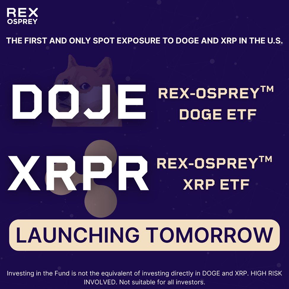 🔴COINTELGRAPH: 🚨 NOVITÀ: Lancio previsto per domani degli ETF Rex-Osprey su XRP e DOGE!