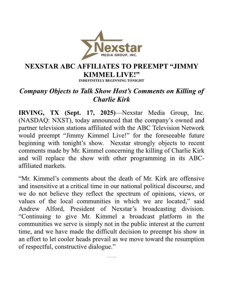 ChaudrueJim's tweet photo. Good job Nexstar! 👍🏻 https://t.co/1GKG9uVRsw