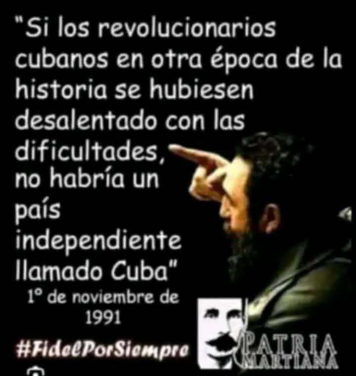 Los revolucionarios verdaderos de hoy que aprendimos con usted no lo defraudaremos y por seguro tampoco nos vamos a desalentar. Patria o muerte VENCEREMOS.