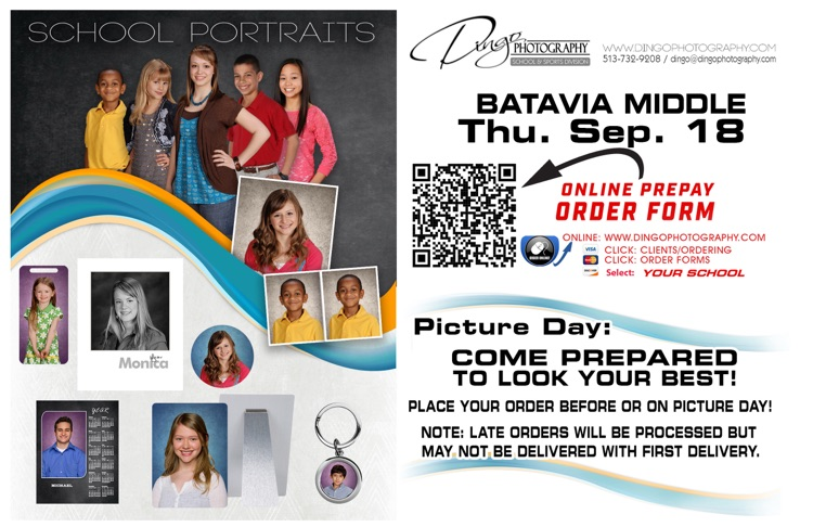 Reminder that tomorrow, 9/18 is BMS Picture Day! Please follow the QR code to order pictures today!