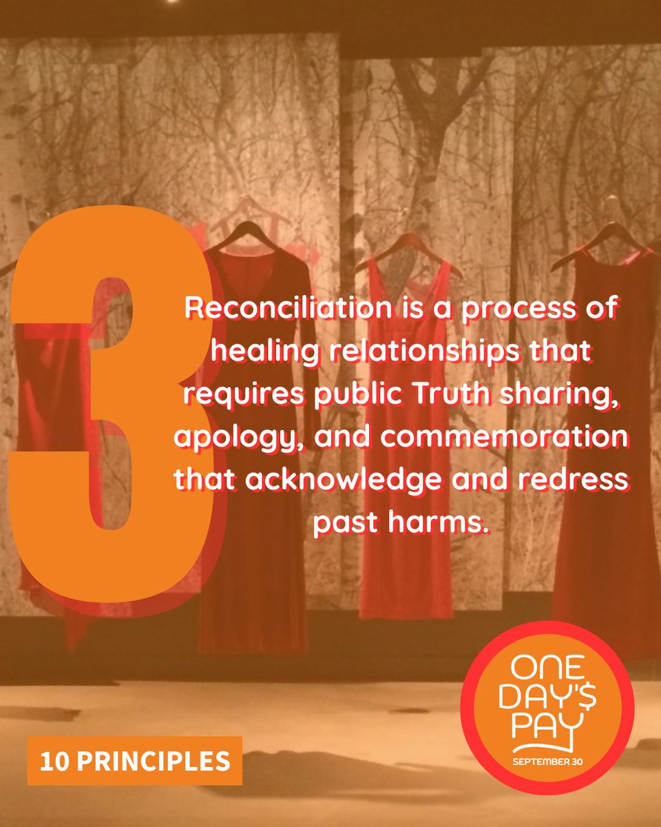 Reconciliation is more than words; it’s a process of healing that requires, truth sharing, offering sincere apologies, and commemorating past harms in ways that honour those affected. It’s a responsibility we all share. Reflect and take action at onedayspay.ca 🧡