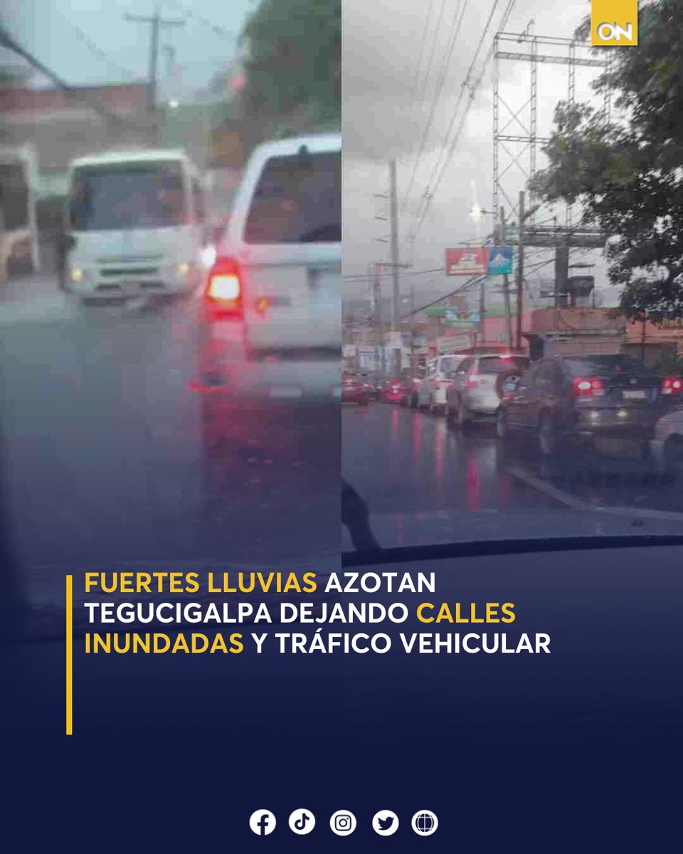 11_Noticias's tweet photo. 🚨 | 🚗🌧️ Diferentes zonas de la capital registran fuertes lluvias que han provocado un caos vehicular, mientras que en otros sectores solo se reportan leves lloviznas. 🌧️

Los detalles 👉🏻: https://t.co/P8d8xL2vxA

#LluviasTegucigalpa #Callesinundadas #Trafico https://t.co/acY1reO1vu