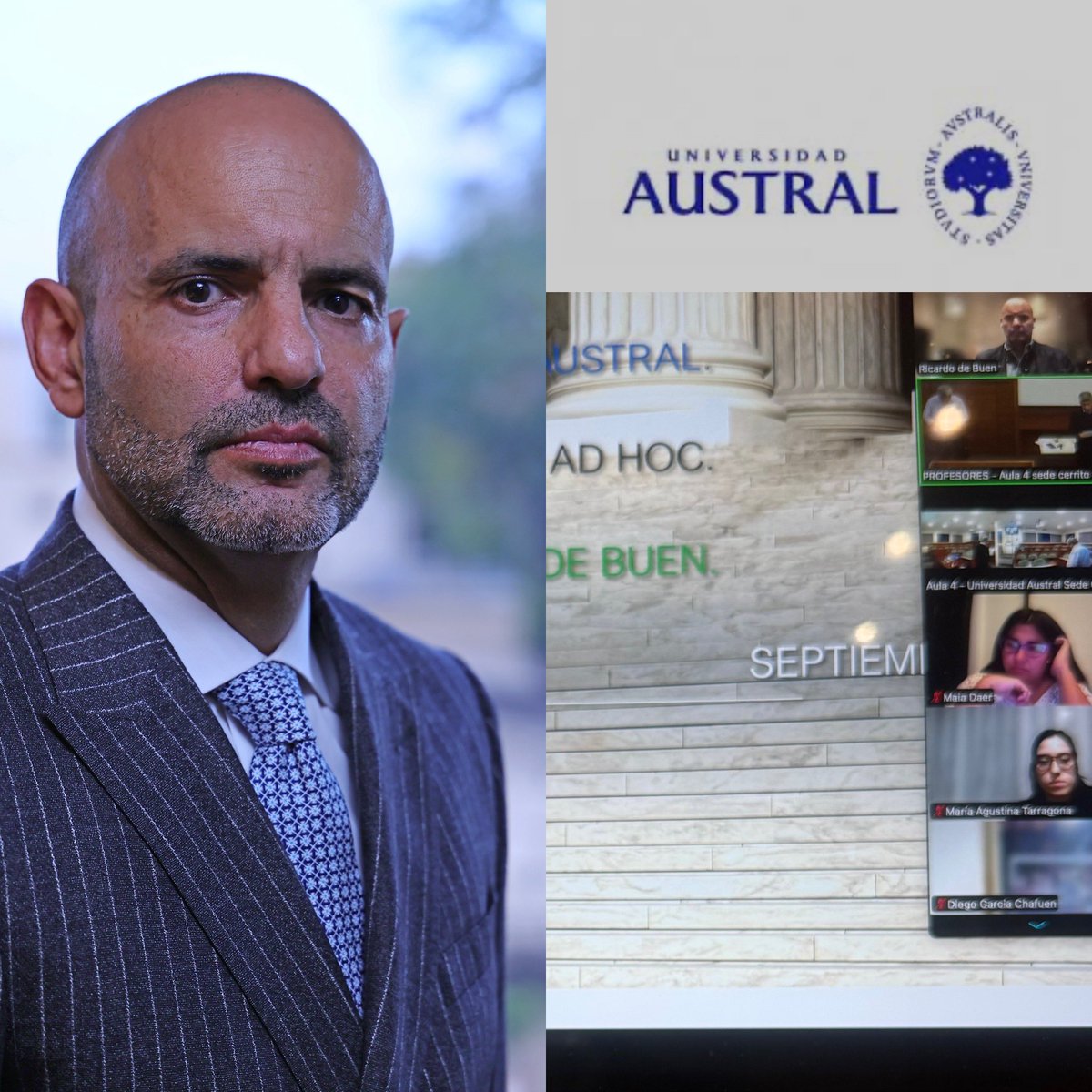 Un gran honor para Ricardo de Buen, haber dado clase hoy para la Universidad Austral, de Buenos Aires, Argentina, hablando sobre la resolución de controversias en los Juegos Olímpicos.