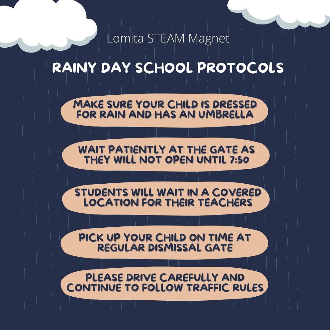 We’re anticipating rain in the forecast tomorrow morning! Please plan ahead and prepare by reading our rainy day protocols. ☔️
