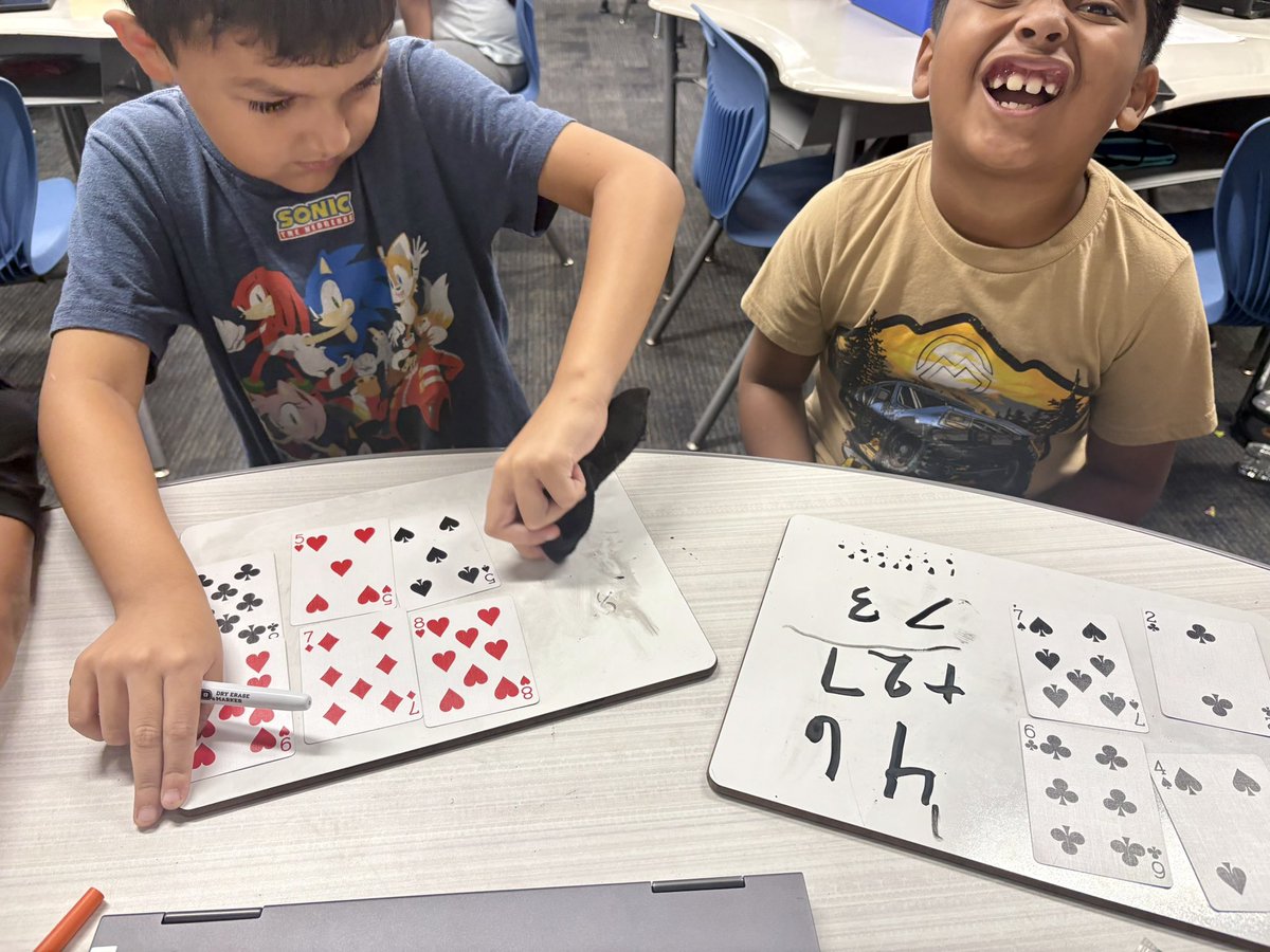 Me and my 3rd graders turned a deck of cards into a math lab 🃏➕➖ Retrieval practice never looked so fun! #CFISD #pathtoamazing #thirdgrade <a href="/SheridanCFISD/">Sheridan Elementary School</a> <a href="/GauriK21/">Gauri Kulkarni</a>