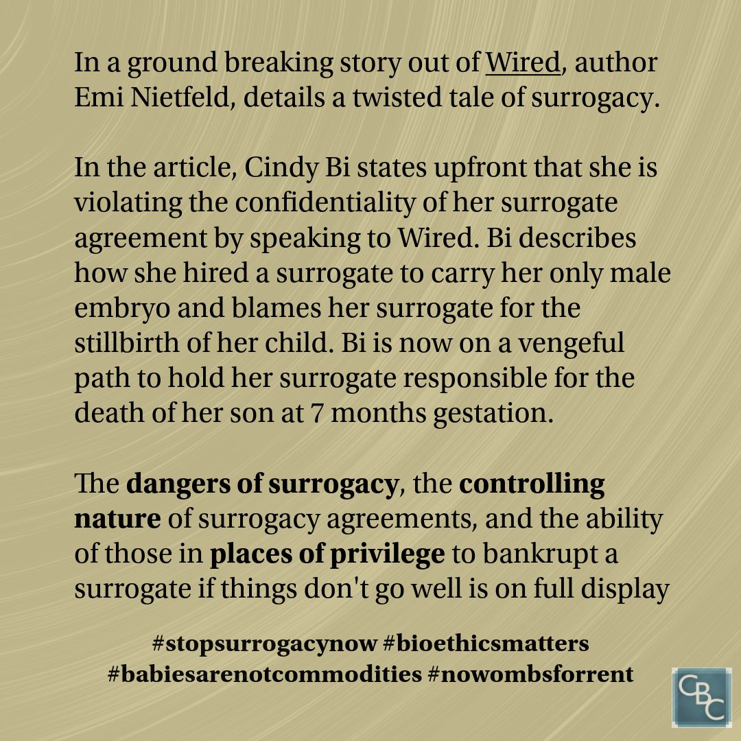 CBCnetwork's tweet photo. A surrogate carried a child. The baby died. Then came contracts, lawyers, and blame. Surrogacy treats women as wombs and children as commodities. #StopSurrogacy
#NoWombsForRent #StopSurrogacy #BioethicsMatters #BabiesNotCommodities https://t.co/729GMAAVYn
