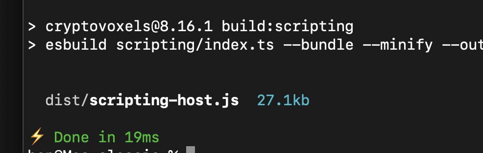 cryptovoxels's tweet photo. Stripped another 10kb from the scripting standard library
#speeeeed https://t.co/ubMmeI9UbI