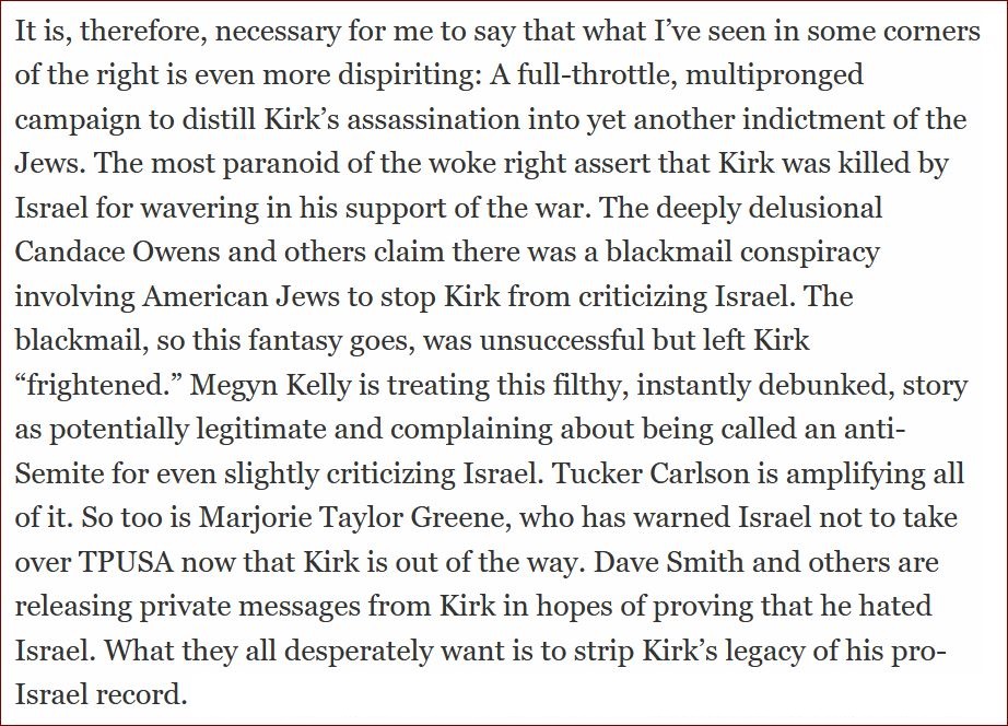 Jeff_Jacoby's tweet image. From @AbeGreenwald's daily newsletter, a fresh reminder that when Jew-hatred surges into the body politic, it does not confine itself to one side of the aisle.

Make no mistake: As antisemitism poisoned the left, it is now poisoning the right. There will be more of this.