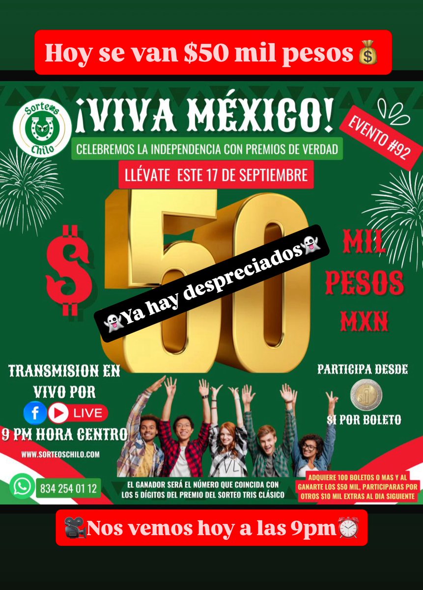 MMRifas5's tweet image. 🔥Hoy se van 💲5️⃣0️⃣mlL🔥 y ya tenemos 🎫🎫Despreciados👻 aquí 👉🏻 sorteoschilo.com/s92-lista VALEN 💲1️⃣

#Sinalo #Duarte #ReinoUnido #PakistanCricket