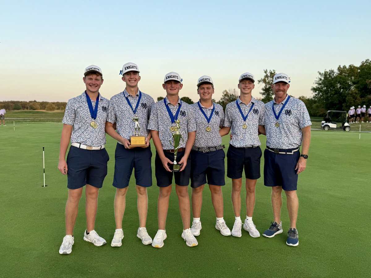 MDKnightsGolf's tweet photo. Knights finished 1st in the Marion Invitational with a team total of 294.  Knights were led by Will Kampwerth with a 69 which was 1st overall and Maddox Rakers with a 73 which was 5th overall. https://t.co/Axv6fZWorh