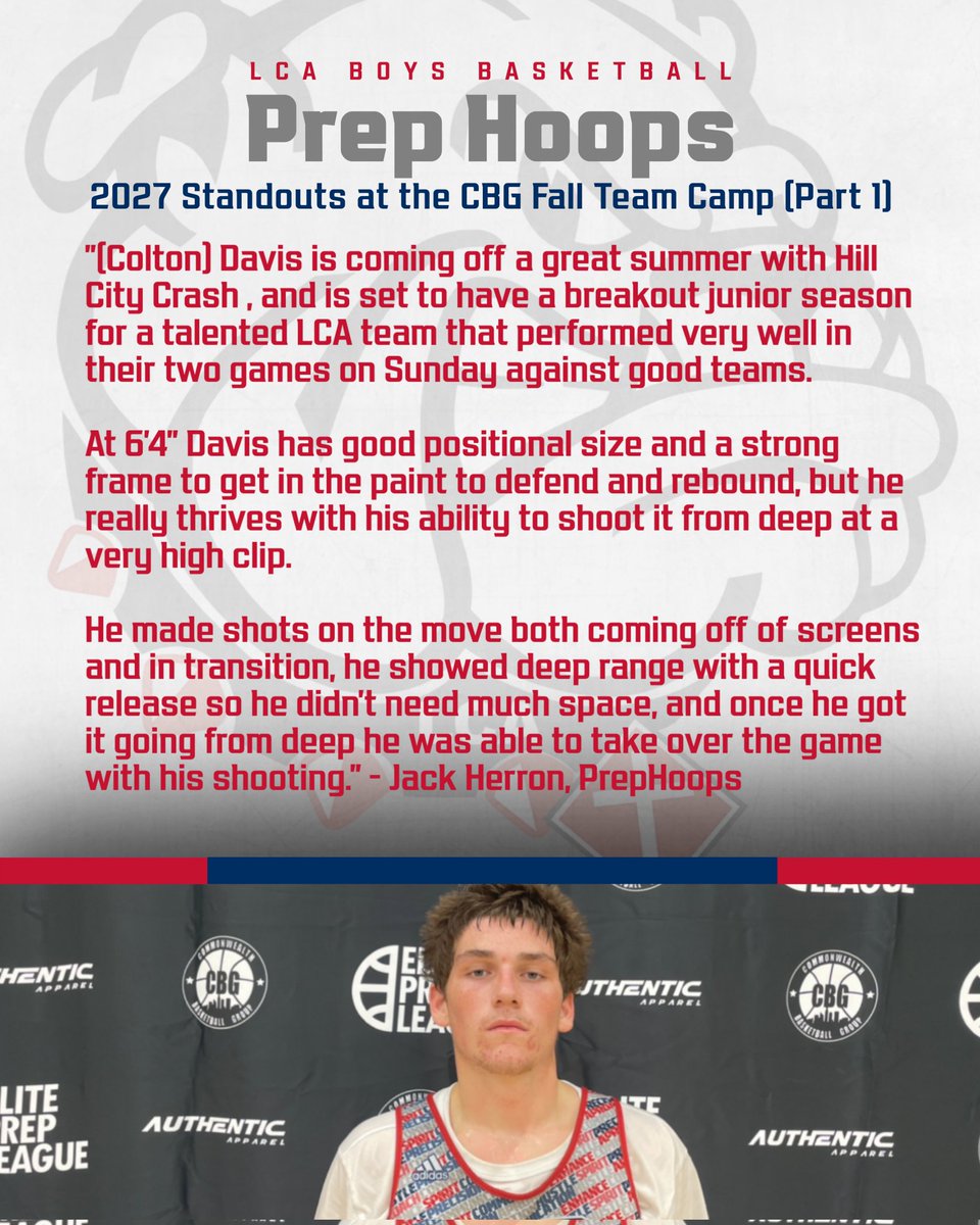 LCACoachKlein's tweet image. 🏀😤 Another @LCA_BoysBB 🐶 that left a strong impression at the @theCBGLive Fall Series a couple of weekends ago, &apos;27 Sharp Shooter @coltdaviss. @PrepHoopsVA @jwherron10 @District2pod @TheSportsBuffet @Hillcitycrash

#TeamTogether #TouchTheLine