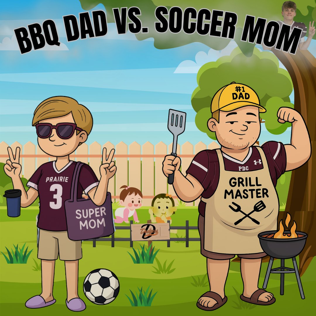 PDC takes on Dodgeville this Friday.
Game is HOME
Theme: BBQ Dad🍔 vs. Soccer Mom⚽
