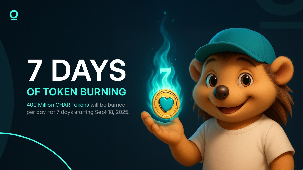 char_coin_x's tweet photo. π₯ 7 DAYS OF TOKEN BURNING π₯ π©΅
Starting Sept 18, 2025, #CharCoin will burn 400 MILLION $CHAR per day for 7 days straight. π
Less supply. More value. Greater impact. π
The countdown is on. β³
Discover more at π https://t.co/mTddLc6qXp
#CharCoin #CryptoWithPurpose #TokenBurn https://t.co/viB90Ax4GT