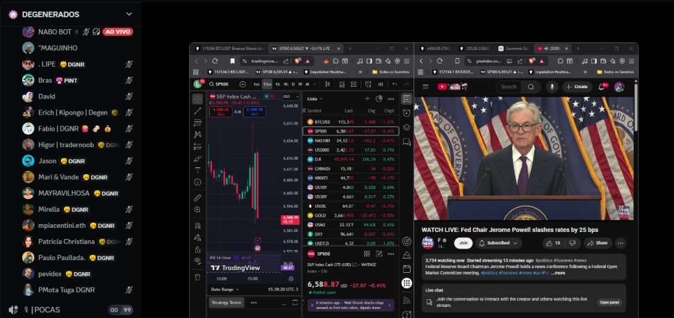 Que emoção meus amigos, hoje o mercado estava em uma tensão foi quase uma novela mexicana 😂
E com direito a camarote VIP no <a href="/degeneradosclub/">DEGENERADOS</a>,eis que surge ele: Jerome Powell, fez suspense…
Cortou só 0,25 ✂️📉
Agora sim, a brincadeira vai começar 🔥💸
