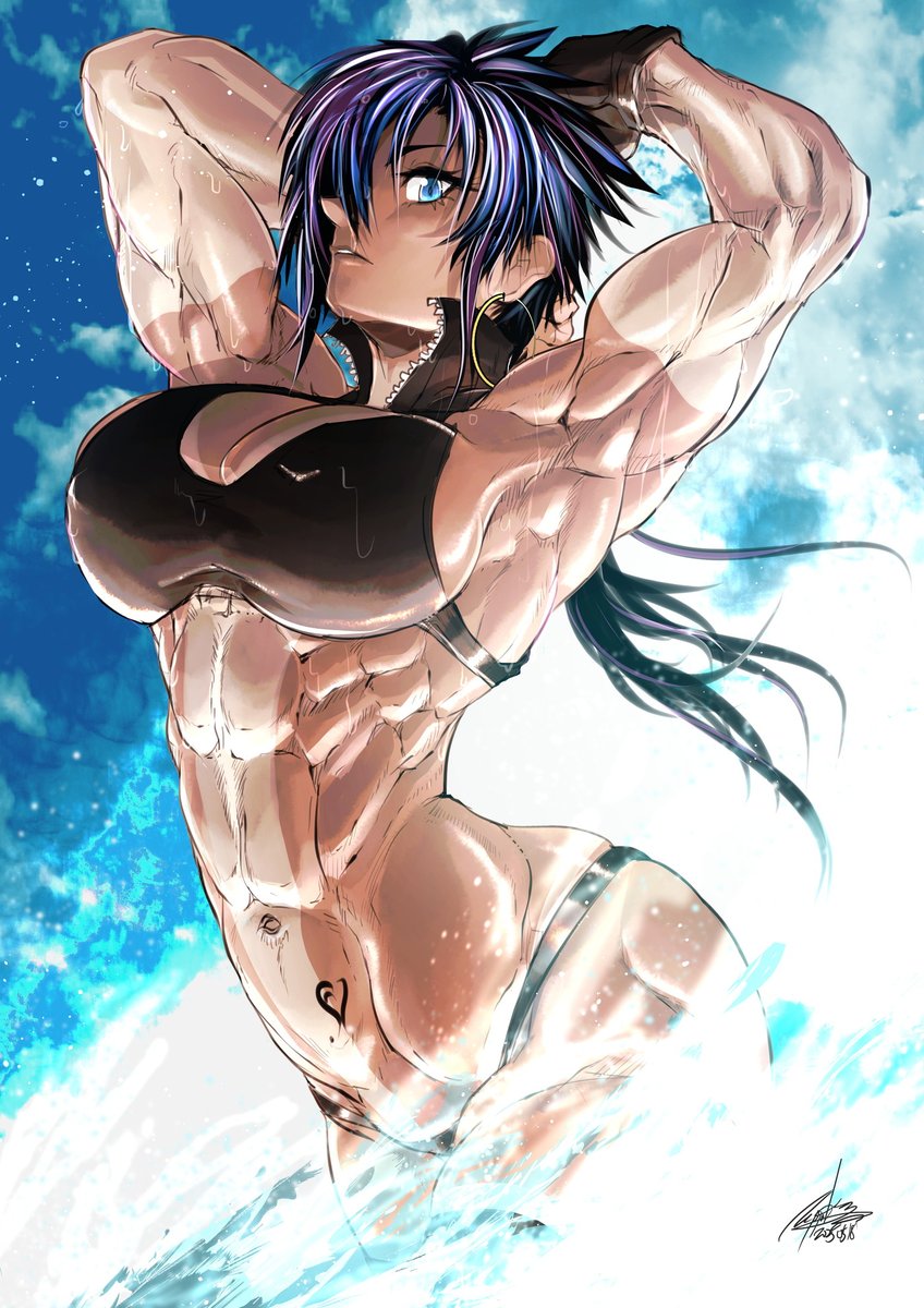 #夏が終わりそうだし今年描いた水着絵を貼ろう
やっぱ筋肉娘だね 